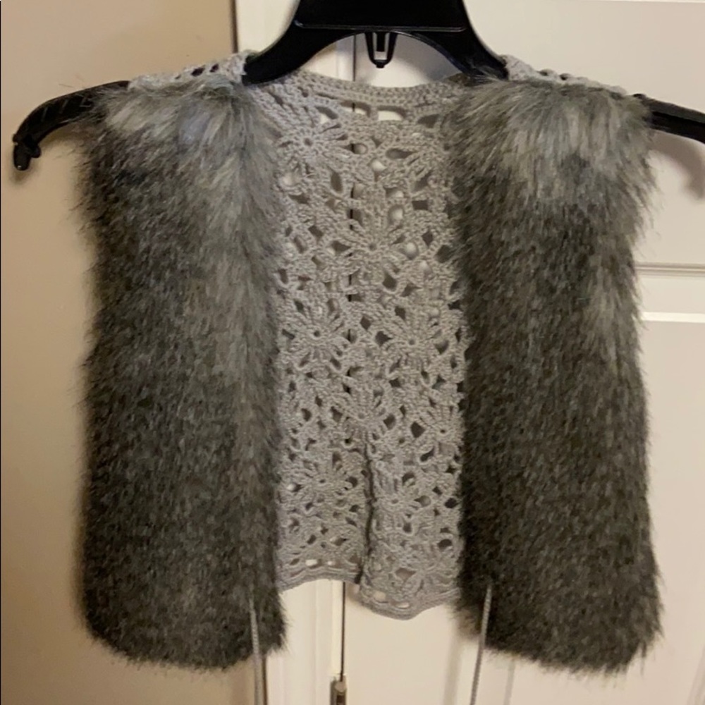 BKE fur vest with crotchet back